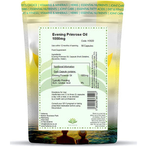 Evening Primrose Oil 1000Mg Capsules | High in Omega 6 Valuable | Pure Cold Pressed | 90 Capsules - Supplement for Women'S Health | High Strength Evening Primrose Oil - Made for Hellenia