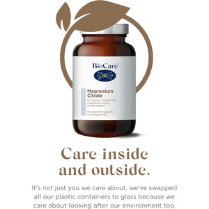 Biocare Magnesium Citrate | for Energy, Mental Health & Wellbeing, Bone & Muscle Support - 90 Capsules