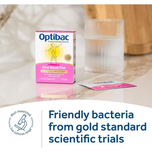 Optibac Probiotics One Week Flat - Vegan Digestive Probiotic Supplement Powder Suitable for Bloating with 5 Billion Bacterial Cultures - 1 Week Supply, 7 Sachets