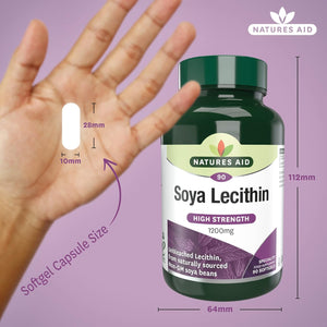 Natures Aid Soya Lecithin 1200Mg - High Strength Phospholipids - Supports Brain Health, Liver Function & Metabolism - Natural Food Supplement - Non-Gmo, Gluten-Free, Salt and Sugar Free - 90 Softgels