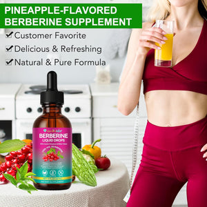 Berberine Supplement with Ceylon Cinnamon, Berberine Liquid Drops with Turmeric Curcumin, Ceylon Cinnamon, Bitter Melon, Digestive Health Support, Immune Support, 60Ml