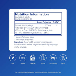 Pure Encapsulations Curcumin - High Potency Turmeric C3 Complex Supplement - 60 Capsules