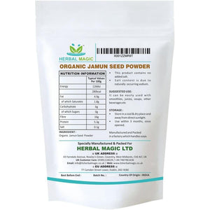 Herbal Magic'S Organic Jamun Seeds Powder Indian Black Berry Natural Dried Powder for Super Smoothie, Shake Premium Quality Powder,Free from Fillers & Preservatives