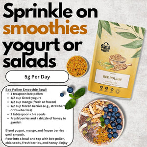 Earths Basket Organic Bee Pollen Granules - Spanish, Raw & Ethically Harvested - 75G in Recyclable Packaging - Healthy Immunity Support - Free from Any Artificial Additives