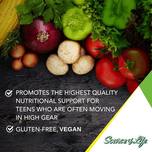 Naturesplus Source of Life Power Teen for Her - Food Based Chewable Multivitamin Vitamins for Teenagers - Vegan, Gluten Free - 60 Chewable Tablets