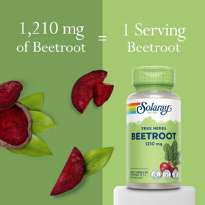 Solaray - Beetroot - 100 Vegan Capsules - Rich in Vitamins & Minerals - Natural Nitric Oxide Booster - Highly Bioavailable Superfood Beet Root Supplement - Non GMO & Lab Verified