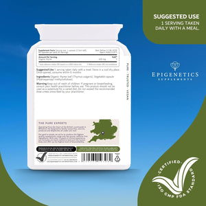 Organic Thyme 400Mg | Natural Thymus Vulgaris Herb Supplement | 60 Capsules | Vegan Friendly & Herbal UK Made | 60 Servings, 2 Month Supply by Epigenetics