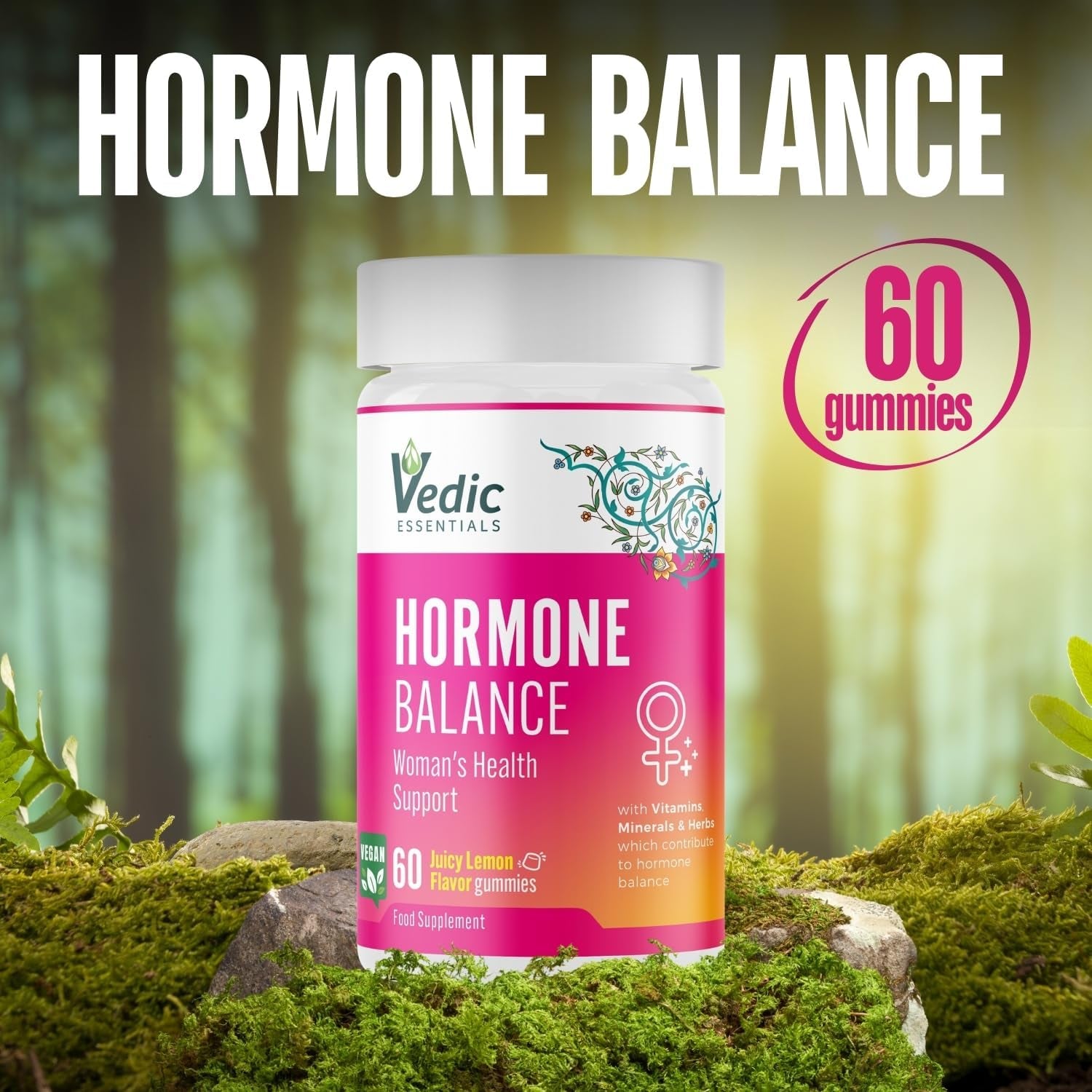 Vedic Hormone Balance Gummies | Natural Support for Female Health- for Teens & Women of All Ages | Essential Vitamins, Minerals & Herbs for Women’S Health | Yummy Lemon Flavour- 60 Vegan Gummies