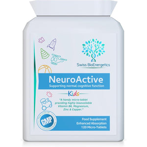 Neuroactive 120 Highly Bioavailable Micro-Tablets - Magnesium Citrate, Zinc Picolinate, Copper Glycinate & Vitamin B6 Balanced for Children and Adults - Vegan - UK Made