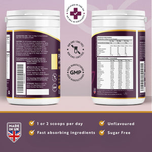 Collagen Powder 500G - Premium Gold Standard Bovine- 50 Servings - Collagen Peptides Supplement with 8 Essential Amino Acids - Made in the UK by Nutravita