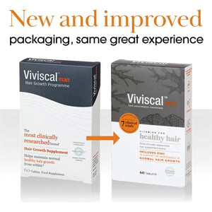 Viviscal Hair Supplement for Men, Natural Ingredients with Rich Marine Protein Complex Aminomar C, Zinc & Flax Seed, Contributes to Healthy Hair Growth, Pack of 60 Tablets, 1 Month Supply, 1 Pack