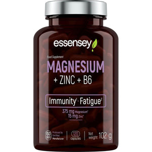 Essensey Magnesium + Zinc + Vitamin B6 Complex - Magnesium Supplements - Immune Support, Energy Boost, and Bone Health - Vegan - 120 Capsules