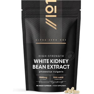 White Kidney Bean Extract 7500Mg – High Strength 1,500 AAIU Phaseolamin – 90 Vegan Capsules – Resealable and Recyclable Pouch – 3 Months Supply – by Alpha01