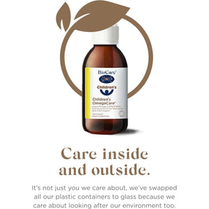 Biocare Children'S Omegacare | Liquid Omega 3 Fish Oil for Heart, Brain & Vision Support | Orange Flavoured - 75Ml