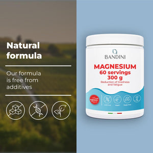 Bandini® Magnesium Powder 430Mg - Pure Magnesium 60 Doses, Magnesium Carbonate Source of Magnesium Citrate, Intestinal Well-Being Supplement for Constipation, Anxiety, Stress, Memory (300G)