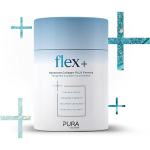 Pura Powdered Collagen Supplement (Flex +) | Hydrolysed Collagen Peptides with Vitamin C & Manganese | 284G (28 Servings)