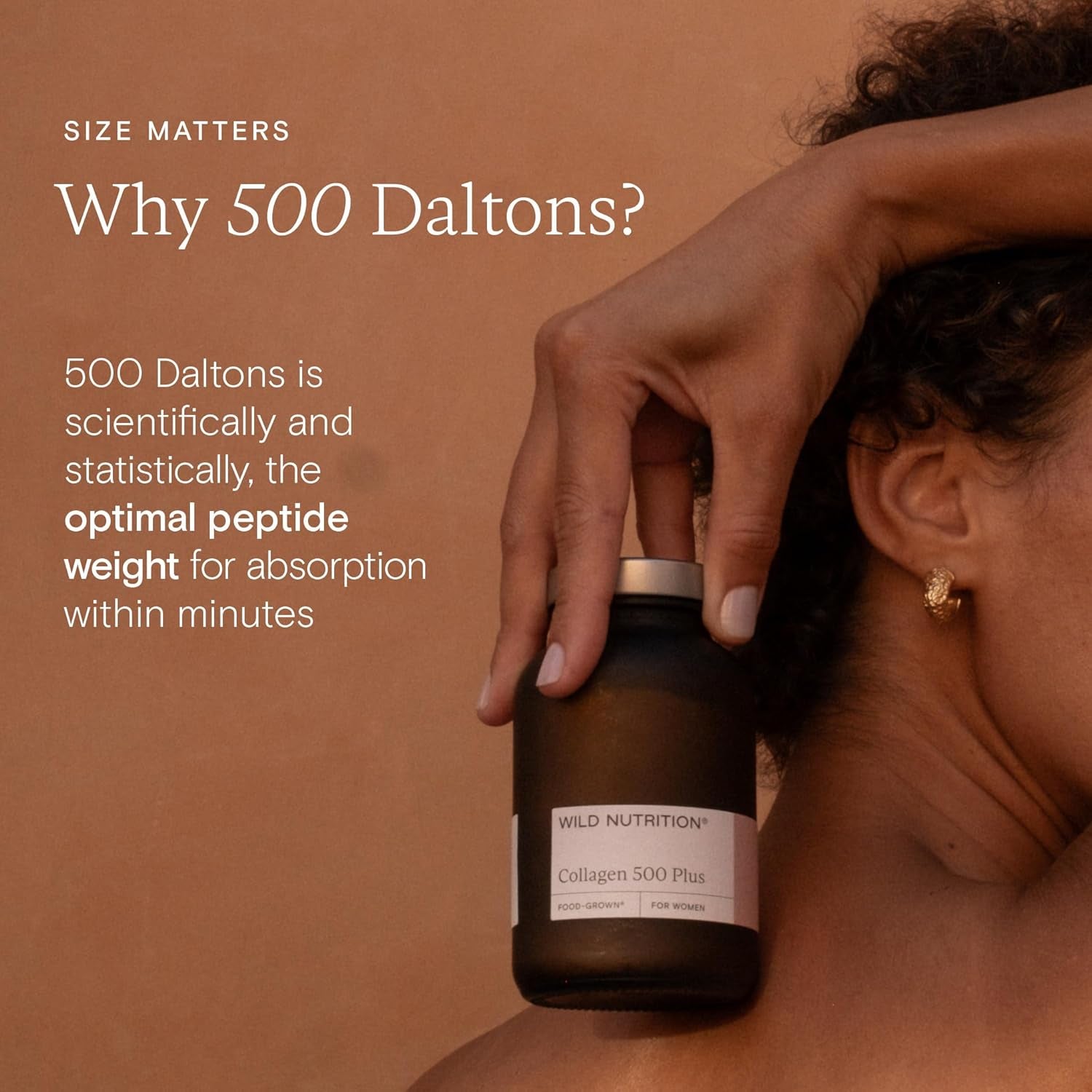 WILD NUTRITION Food-Grown® Collagen 500 plus | 500 Dalton Weight Peptides for Optimal Absorption | Collagen-Synthesising Mesoporosil® | Hydrolised Marine Collagen | Vitamin C, Vitamin E, Biotin