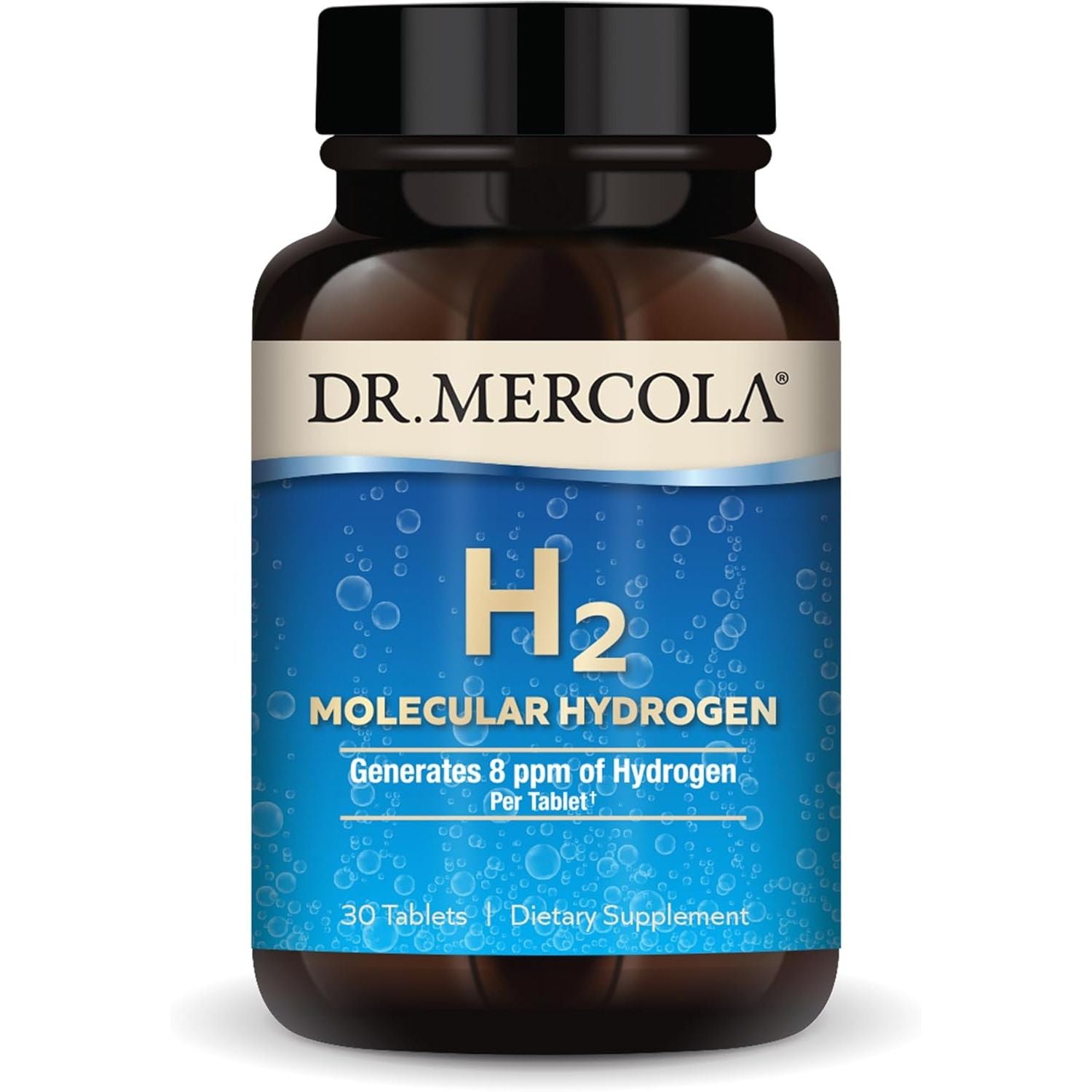 Dr. Mercola H2 Molecular Hydrogen Dietary Supplement, 30 Servings (30 Tablets), Non GMO, Gluten Free, Soy Free