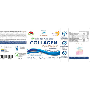 Swedish Nutra - Hydrolyzed Marine Collagen Liquid Supplement - Pack of 500 Ml, 20 Day Supply | Pure Peptide and Vitamins for Healthy Hair, Skin, Nails and Joints I 100% Natural Berry Flavour