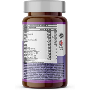 Vedic Menopause Supplement | 20 Vitamins, Minerals & Herbs- Red Clover, Sage, Primrose, Flaxseed, Ginseng | Perimenopause, Menopause Support- Hot Flashes Relief, Mood Swings, Fatigue | UK Made, Vegan