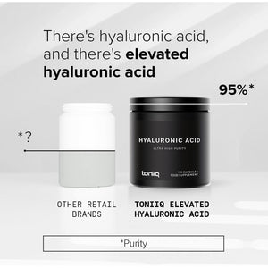 Ultra High Purity Hyaluronic Acid Capsules - 95%+ Highly Purified and Highly Bioavailable - 275Mg Formula - Non-Gmo Fermentation - High Strength with Vitamin C - 180 Capsules