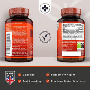 Iron Tablets 28Mg – 180 Vegan Tablets (3 Month Supply of Iron Supplements) – Contributes to the Reduction of Tiredness and Fatigue – Suitable for Men and Women – Made in the UK by Nutravita