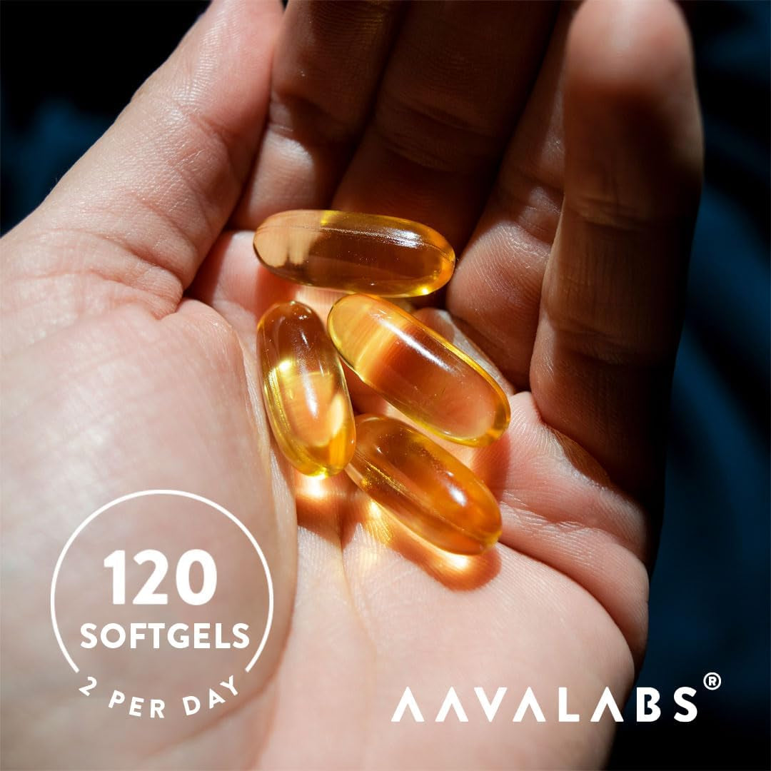 AAVALABS Omega 3 Fish Oil 2000Mg per Daily Dose (2 Softgels) - 1000Mg EPA + 500 Mg DHA per Dose - High Strength Omega 3 Fatty Acids Supplements - Molecularly Distilled - 120 Capsules - 60 Days Supply