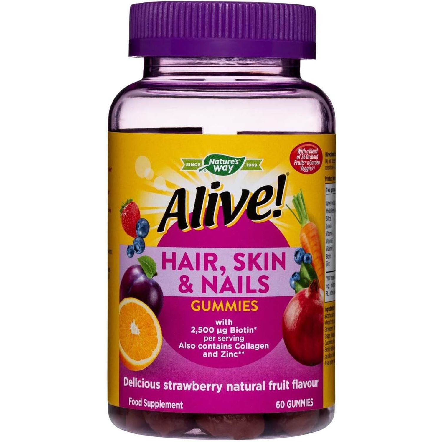 Alive! Hair, Skin & Nails Supplement | Contains 2,500Mcg of Biotin | 60 Gummies (1 Month Supply) | Delicious Multivitamin Gummies to Nourish Your Hair, Skin & Nails.