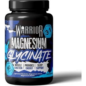 Warrior Magnesium Glycinate 3-In-1 Complex – High Strength Absorption Nutrition Supplement 384Mg 90 Vegan Capsules, UK Made Cognitive Wellness and Enhances Sleep & Muscle Relaxation