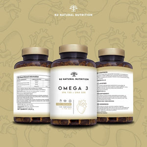 Omega 3 2000Mg 700Mg EPA + 500Mg DHA with Vitamin E, Supports Normal Heart, Brain & Vision Function. Heavy Metal Free. 120 Softgel N2 Natural Nutrition
