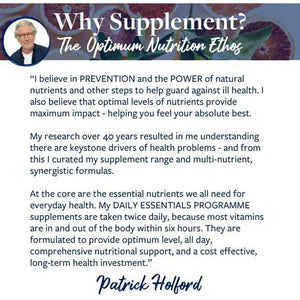 Patrick HOLFORD Optimum Nutrition Formula/The Ultimate, Multi-Vitamin & Mineral Supplement/For Daily & Long-Term Health / 24 Nutrients/Naturally Sourced / 60 Tablets/Vegan/For Women & Men