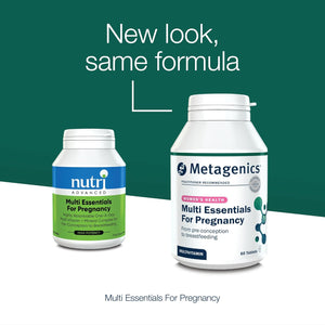 Metagenics Multi Essentials for Pregnancy Multivitamin with Folic Acid - 25 Vitamins & Minerals for Pre-Conception, Pregnancy & Breastfeeding - Vegetarian and Vegan - 60 Tablets
