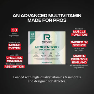 Reflex Nutrition Nexgen® Pro Multivitamins and Minerals for Immune Support (90 Caps) - for Active Lifestyles - Multi Mineral and Vitamins for Immune System - Vitamin D Magnesium Vitamin C Zinc