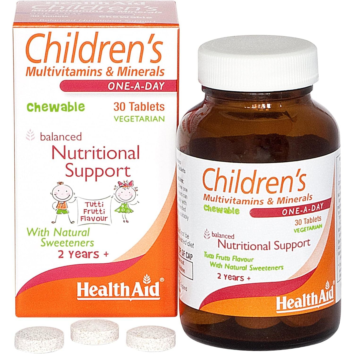 Healthaid Children'S Multivitamin + Minerals with Iron and Iodine - 30 Vegetarian Tablets