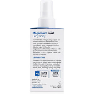 Betteryou Magnesium Joint Body Spray, Magnesium Chloride and Glucosamine, Effective Support for Joints and Muscles, Supports Relaxation, 100Ml Magnesum Oil Supplement