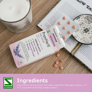 Schwabe Pharma - Premherb PMS Relief - Agnus Castus Fruit Extract 4Mg - Traditionally Used for Relief of Breast Tenderness, Mood Swings, Menstrual Cramps, Bloating - 30 Tablets