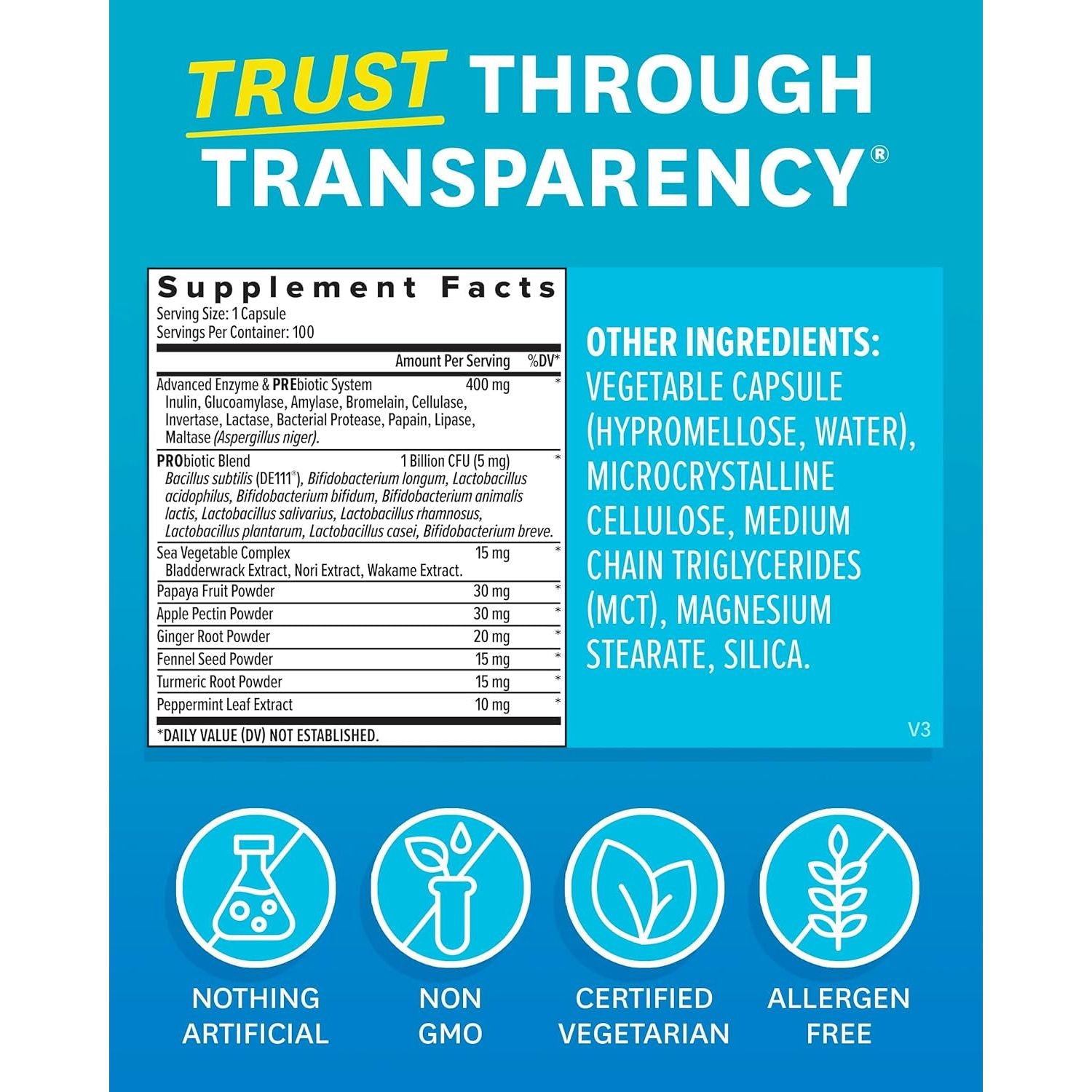 Zenwise Health Digestive Enzymes + Probiotics for Gut Health - 100 Count