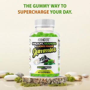 Onyx Sea Moss, Shilajit, Lion'S Mane Complex 60 Gummies Vitamin D3 & C - 5 in 1 Natural Energy, Focus, Immunity and Gut Health Support Wellness Supplement