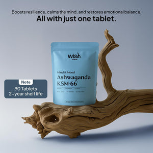 Wish Fusion Ashwagandha 3000Mg 90 Vegan Tablets - Ashwagandha High Strength for Stress Relief, Deeper Sleep, Calmness, Focus & Hormonal Balance Ashwaganda KSM 66 Complex - UK Made