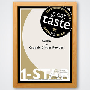 Ausha Organic GINGER POWDER 250G - UK Certified Orgainic by Soil Association -1* GREAT TASTE AWARD 2023 -Use in Ginger Shot, Cooking - Immunity, Digestion - Ground Ginger Root Tea