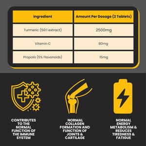 VYTALIVING 2500Mg High Strength Turmeric Tablets with Honey & Vitamin C, Turmeric Supplements, Herbal Food Supplement for Joint Function & Immune System Health | 60 Tablets