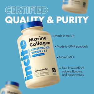 Marine Collagen Supplements for Women & Men 1200Mg | 120 High Strength Marine Collagen Capsules | Pure Superior Type 1 Hydrolysed with Hyaluronic Acid, Vitamins C, E, B12, Copper, Zinc and Iodine