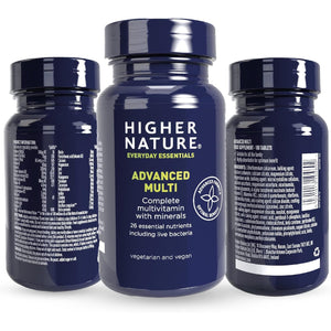 Higher Nature - Advanced Multi - Multi Vitamins Supplements - 26 Essential Vitamins, Minerals & Live Bacteria - 180 Tablets