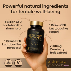 Advanced Probiotics for Women | Made in the UK | Scientifically Formulated Vaginal Probiotics | Cranberry Extract UTI Supplements for Intimate Flora Support | 100 Billion Cfu/G | 60 Capsules