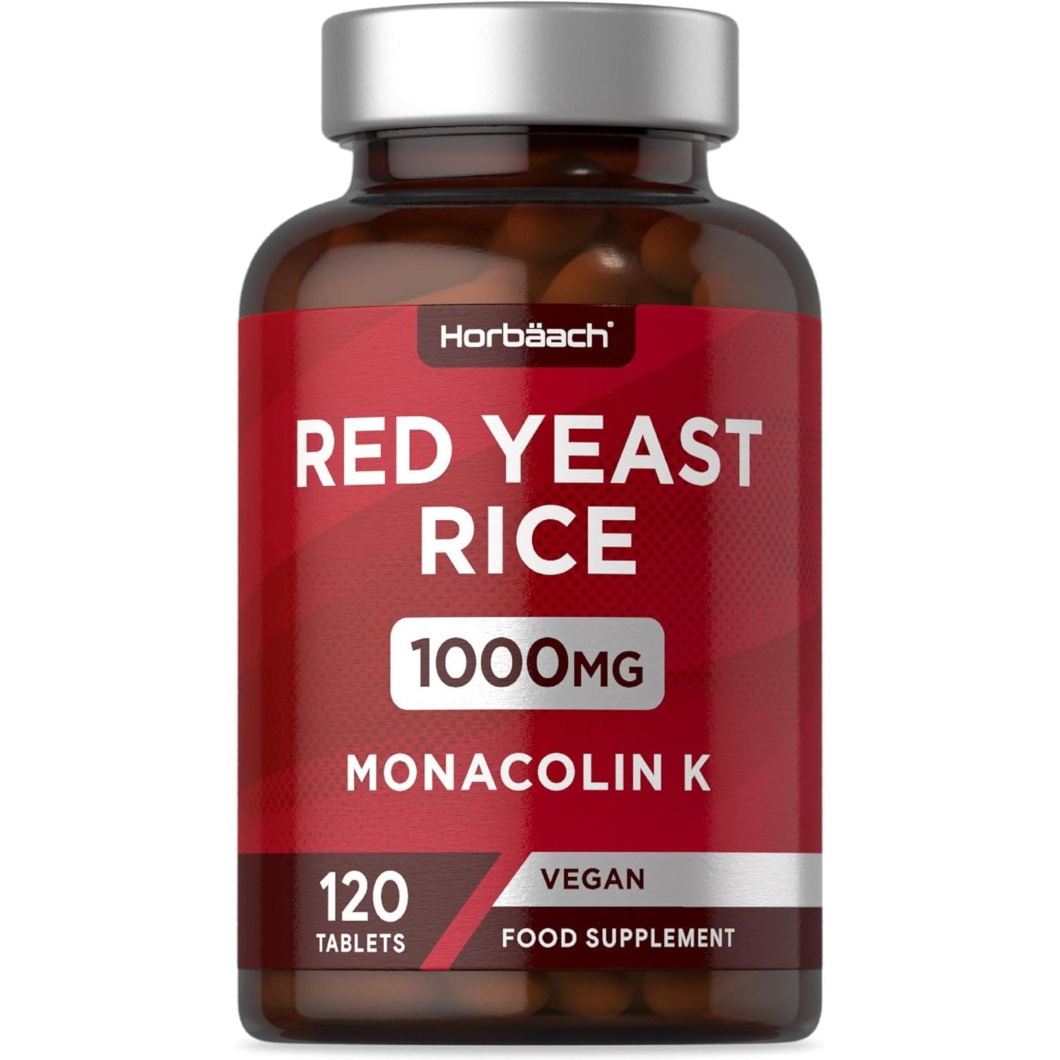 Red Yeast Rice 1000Mg | 120 Vegan Tablets | High Strength Supplement with Monacolin K | Monascus Purpureus | by Horbaach