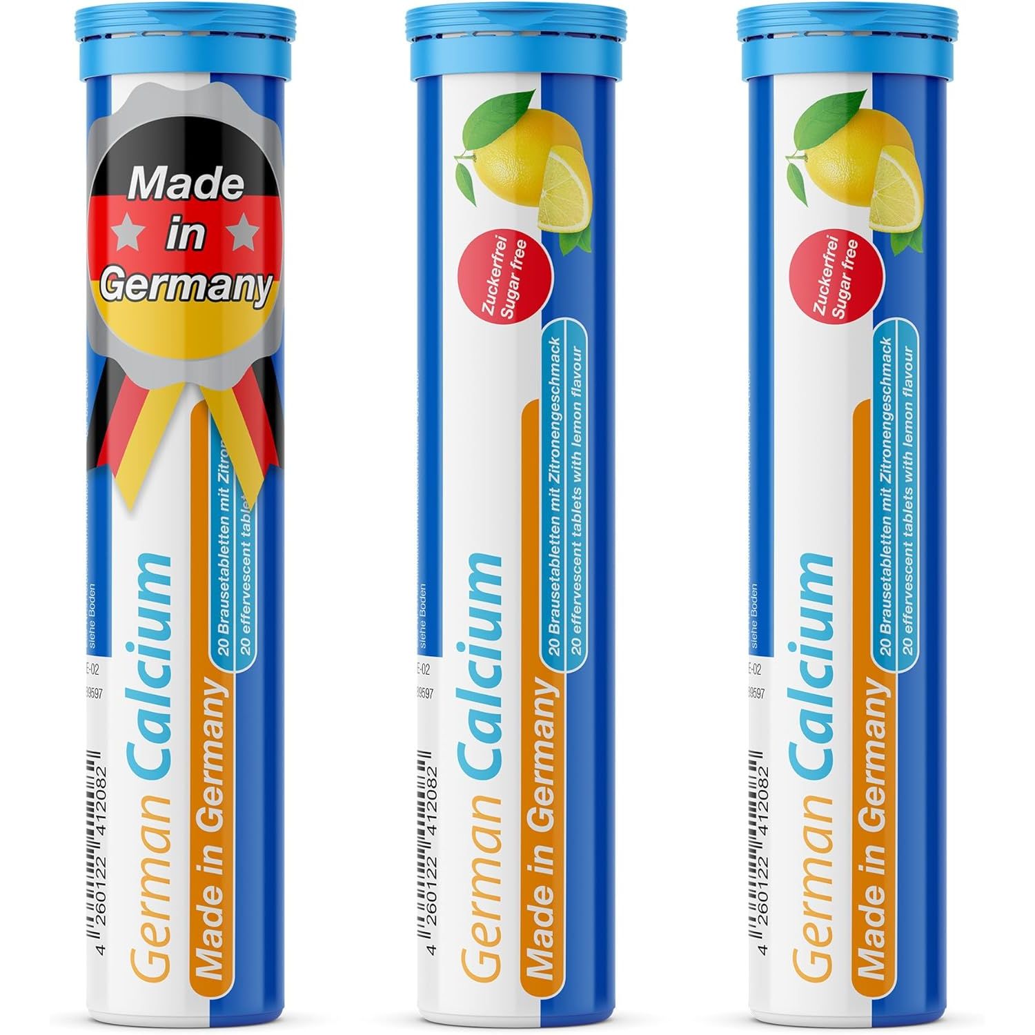 German Calcium 60 Drink Effervescent Tablets - Lemon Lime Flavour - 500 Mg Calcium, Sugarfree, Vegan- T&D Pharma – Made in Germany