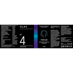 N°4 Focus - Nootropics Brain Supplement - with Lions Mane, Ginseng and Ginkgo Biloba, Bacopa Monnieri, CDP Choline, Vitamin B Complex - Cognitive Enhancer for Concentration & Memory - 60 Capsules