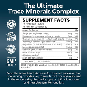 Trace Minerals Complex (Maximum Dose in UK) 3 Month Supply, Trace Minerals Supplements - 90 Capsules Multimineral Tablets Zinc, Iodine, Selenium, Boron, Potassium, Copper