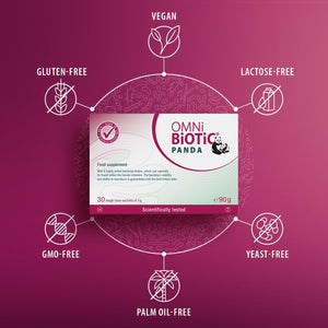 Omni Biotic PANDA | 30 Sachets (90 G) | a Good Start for Mother and Child | Use during Pregnancy and from Birth Onwards for Babies | Powder | Vegan | Gluten-Free | Lactose-Free | Halal | for Daily Use