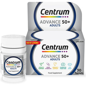 Centrum Advance 50+ Tablets Multivitamin & Mineral Supplements, with 24 Essential Nutrients, Including Vitamin D, C, Zinc, 30 Ct
